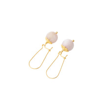 Load image into Gallery viewer, Elegant Kunzite earrings with details in 18k gold-plated 925 sterling silver.