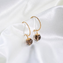 Load image into Gallery viewer, Smoky Quartz Creole Earrings | Easy Release - Bohemian Royalties